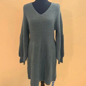 Honeycomb Knit V-Neck Mini Sweater Dress (New with Tags)